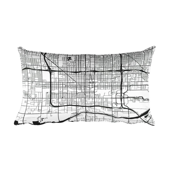 Phoenix Arizona black and white throw pillow with city map print 12x20