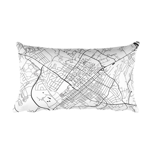 State College black and white throw pillow with city map print 12x20