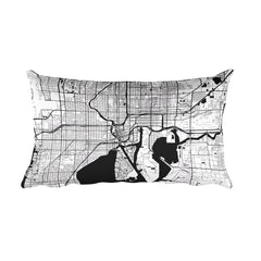 Tampa black and white throw pillow with city map print 12x20
