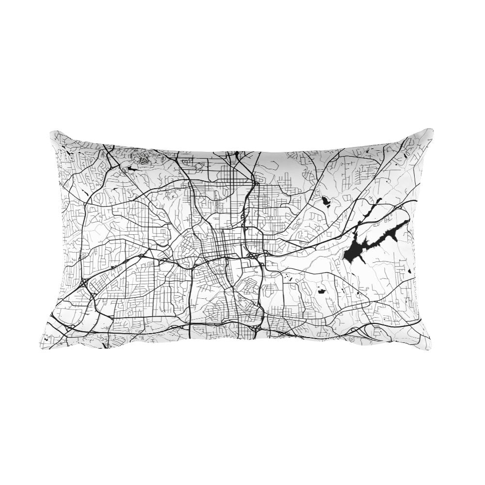 Winston Salem black and white throw pillow with city map print 12x20