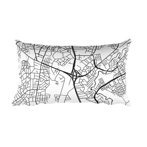 Addis Ababa black and white throw pillow with city map print 12x20