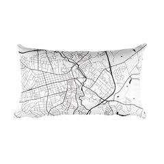 Athens black and white throw pillow with city map print 12x20