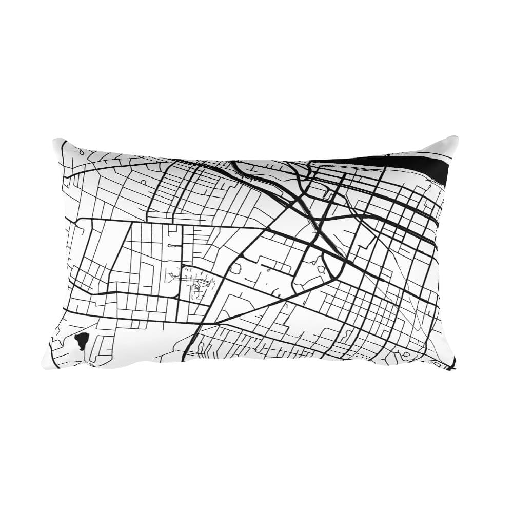 Augusta black and white throw pillow with city map print 12x20