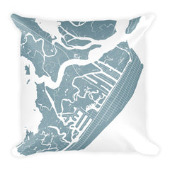 Avalon black and white throw pillow with city map print 18x18