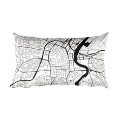 Belfast black and white throw pillow with city map print 12x20