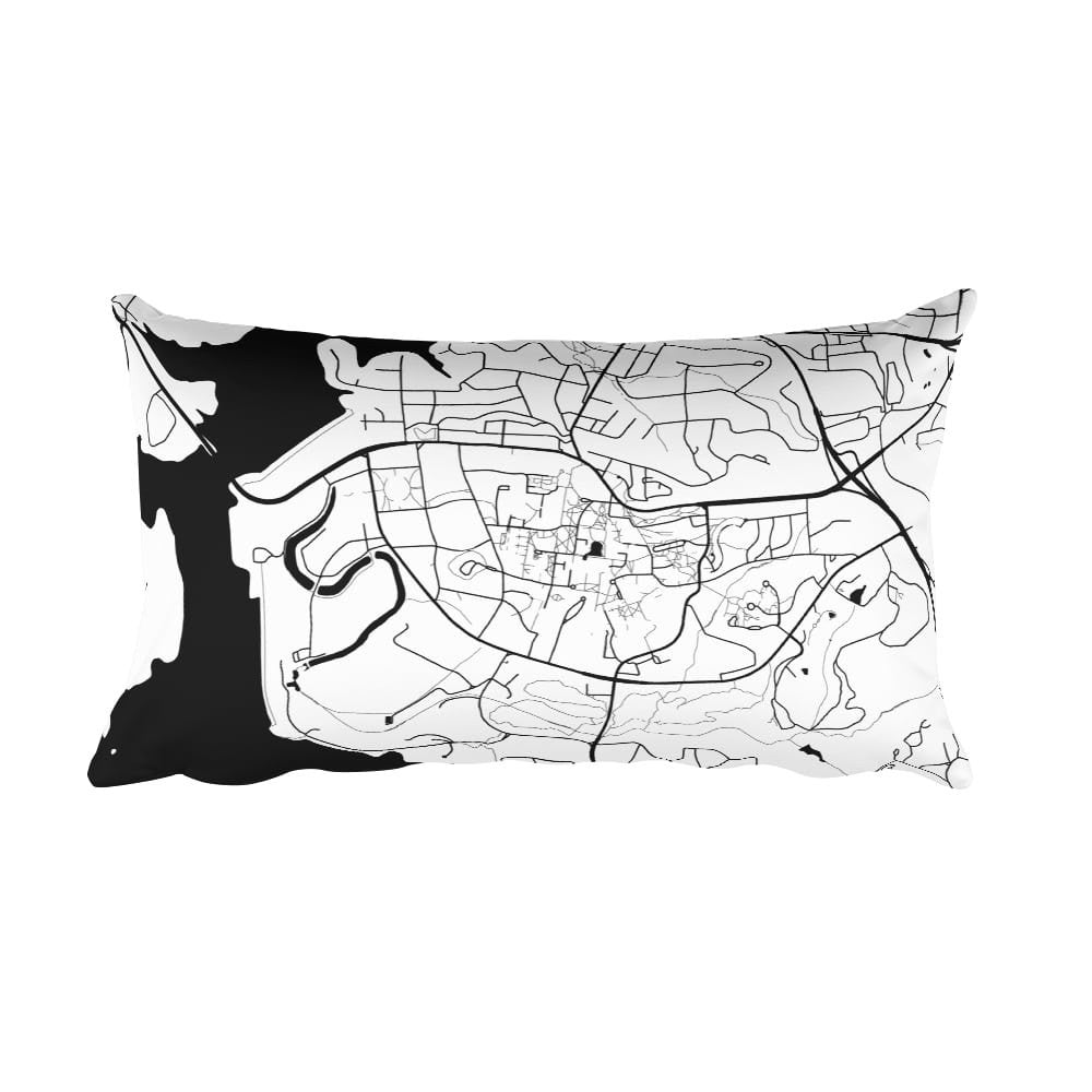 Clemson black and white throw pillow with city map print 12x20