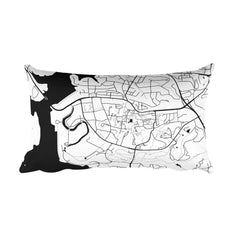 Clemson black and white throw pillow with city map print 12x20