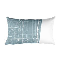 Delray Beach black and white throw pillow with city map print 12x20