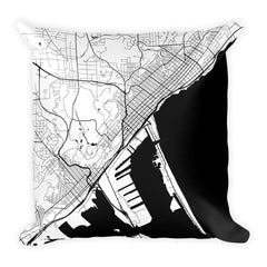 Duluth black and white throw pillow with city map print 18x18