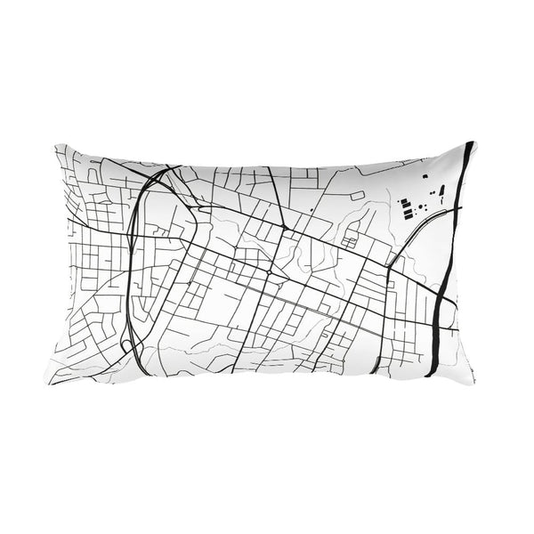 Fayetteville black and white throw pillow with city map print 12x20