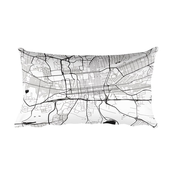 Johannesburg black and white throw pillow with city map print 12x20