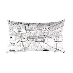 Johannesburg black and white throw pillow with city map print 12x20