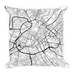 Manchester black and white throw pillow with city map print 18x18