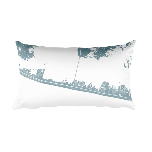 Ocean City black and white throw pillow with city map print 12x20