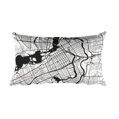 Ottawa ON black and white throw pillow with city map print 12x20