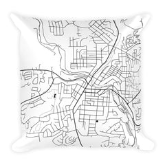 Pullman black and white throw pillow with city map print 18x18