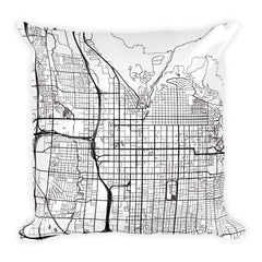 Salt Lake City black and white throw pillow with city map print 18x18