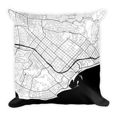 Santa Barbara black and white throw pillow with city map print 18x18