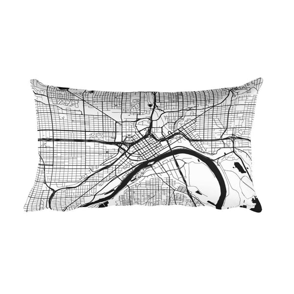 St. Paul black and white throw pillow with city map print 12x20