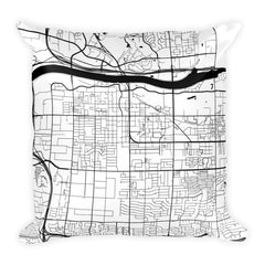 Tempe black and white throw pillow with city map print 18x18