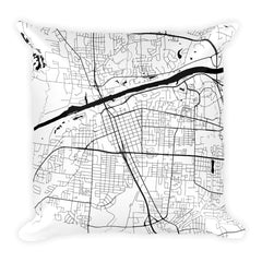 Tuscaloosa black and white throw pillow with city map print 18x18