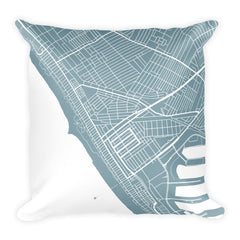 Venice Beach black and white throw pillow with city map print 18x18