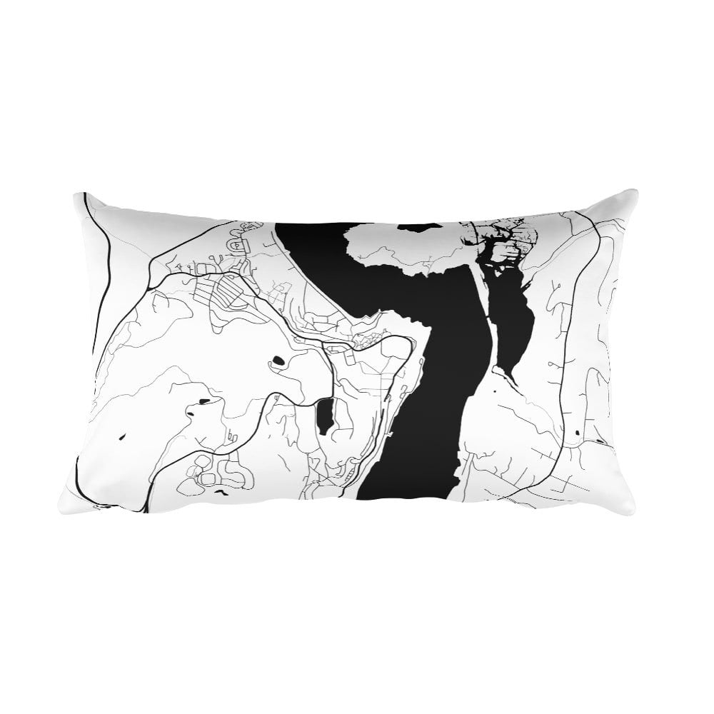 West Point black and white throw pillow with city map print 12x20