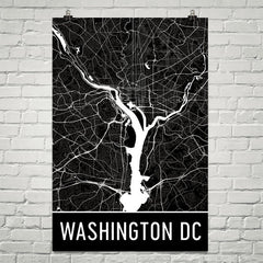 Washington DC Street Map Poster Black