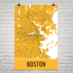 Boston MA Street Map Poster Black