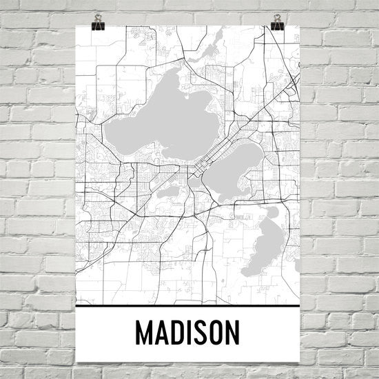 Madison WI Street Map Poster White