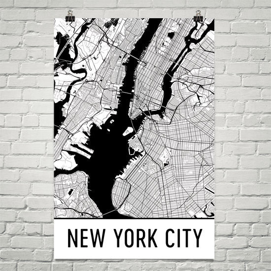 New York City NY Street Map Poster White