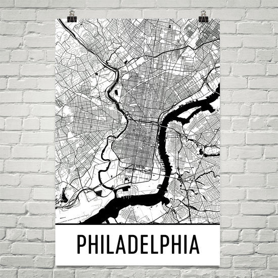 Philadelphia PA Street Map Poster White