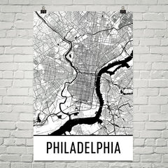 Philadelphia PA Street Map Poster White