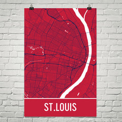 St. Louis MO Street Map Poster Red