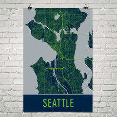 Seattle WA Street Map Poster Black