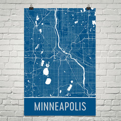Minneapolis MN Street Map Poster Blue