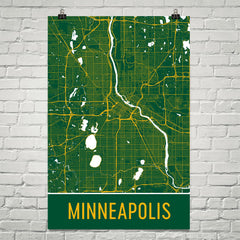 Minneapolis MN Street Map Poster Green