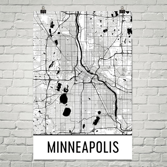 Minneapolis MN Street Map Poster White