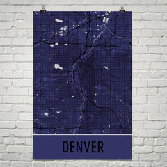Denver CO Street Map Poster Orange