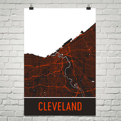 Cleveland OH Street Map Poster Brown