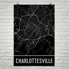 Charlottesville VA Street Map Poster Blue