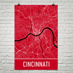 Cincinnati OH Street Map Poster Orange