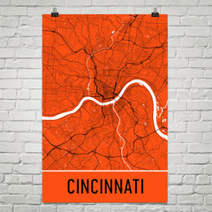 Cincinnati OH Street Map Poster Black