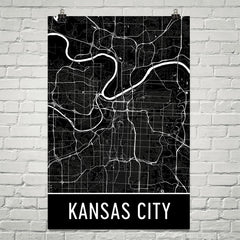 Kansas City MO Street Map Poster Red