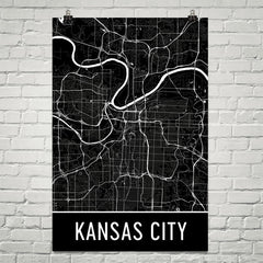 Kansas City MO Street Map Poster Red