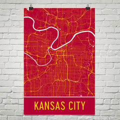 Kansas City MO Street Map Poster Black
