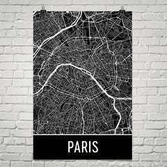 Paris France Street Map Poster Red