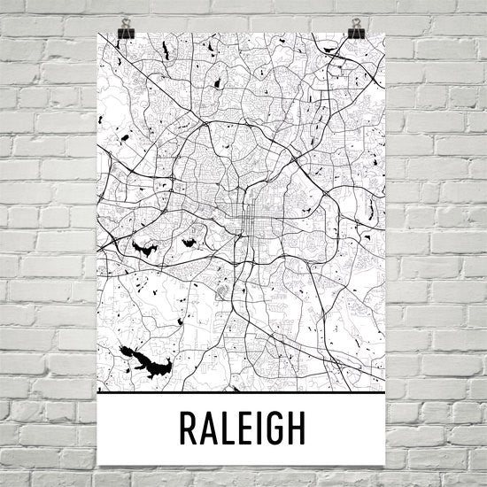 Raleigh NC Street Map Poster White