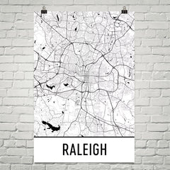 Raleigh NC Street Map Poster White