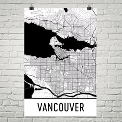 Vancouver BC Street Map Poster White